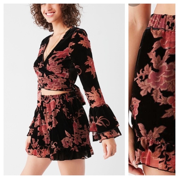 Urban Outfitters Pants - Urban Outfitters Velvet Burnout Floral Shorts